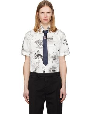 Thom Browne Off- Poplin Hector Toile Short Sleeve Shirt - Black
