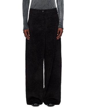 OPEN YY Cotton Corduroy Wide-Leg Trousers - Black