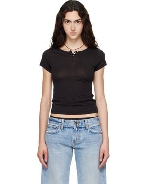 Raimundo Langlois Cap-Sleeve T-Shirt - Black
