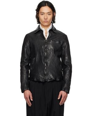 Yohji Yamamoto Backlash Edition Calf Single Riders Leather Jacket - Black