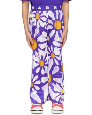 Marni キッズ｜ブルー フローラル トラウザーズ - パープル