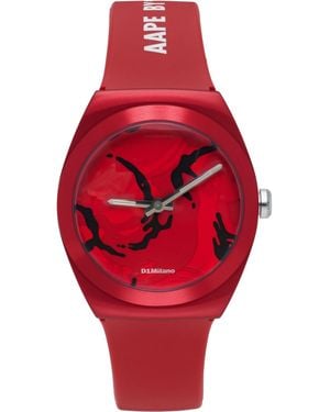 Aape By A Bathing Ape D1 Milano Edition Camo Canva Watch - Red
