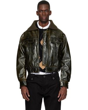 ANDERSSON BELL Khaki Ortega26 Faux-Leather Bomber Jacket - Black