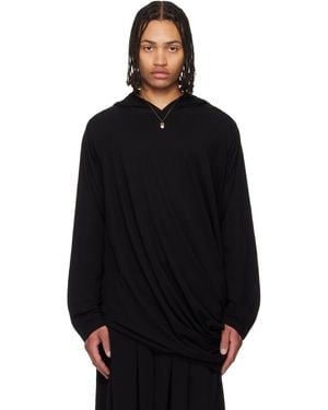 Yohji Yamamoto Pull À Capuche Drapé Noir
