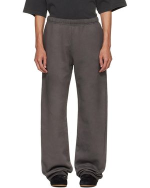 Les Tien Pantalon De Survêtement Épais Gris À Revers Prolongés - Noir