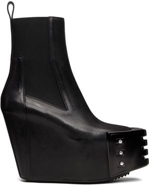 Rick Owens Grilled Wedge Beatle Chelsea Boots - Black