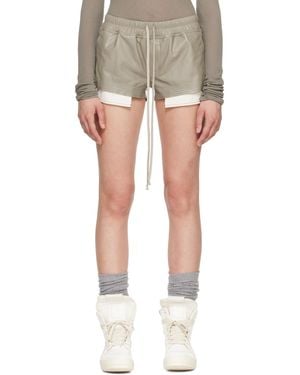 Rick Owens Taupe Tower Fog Boxer Leather Shorts - Multicolour