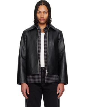 sunflower Short Leather Jacket - Black