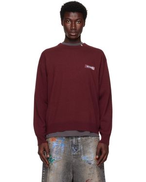 we11done Burgundy Logo Knit Pullover Jumper - Red