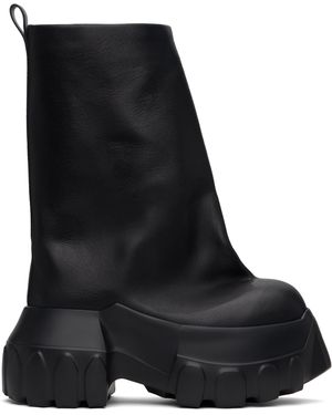Rick Owens Bottes Évasées Noires À Semelle Tractor Et À Plateforme Épaisse