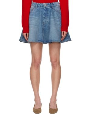 Ami Paris Cotton Flare Denim Miniskirt - Blue