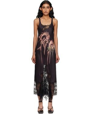Collina Strada Flower Drip Anemone Slip Dress - Black