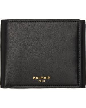 Balmain Smooth Leather Trifold Wallet - Black