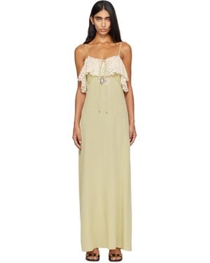 Chloé Crêpe De Chine & Lace Thin-Strap Maxi Dress - Metallic