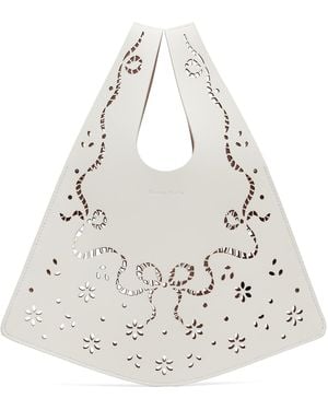 Simone Rocha Off- Mini Lasercut Lace Shopper Tote - White