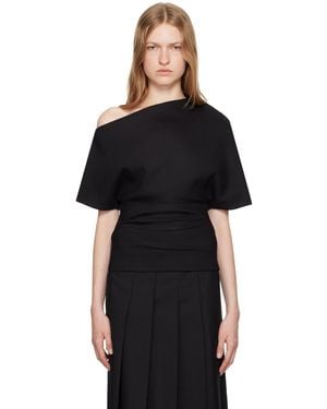 Rohe Asymmetrical Off-Shoulder Wool-Blend Blouse - Black