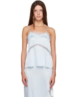 R2W Milena Silk Lace Sleeveless Camisole - Blue