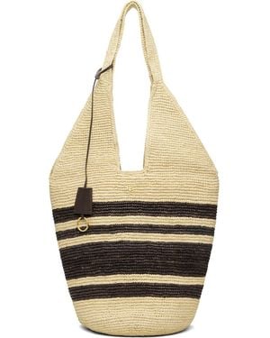 Anine Bing Off- & Leah Stripes Raffia Bag - Black