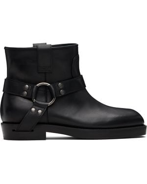 Balmain Bottines Motard Noires En Cuir De Veau