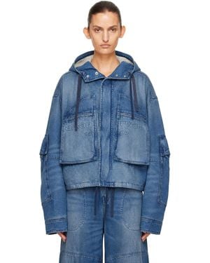 Alexander Wang Cropped Denim Cargo Jacket - Blue