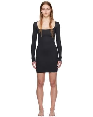 Skims Body Long Sleeve Slip Minidress - Black