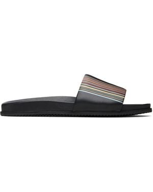 Paul Smith 'Signature Stripe' Leather Bellagio Slides - Black