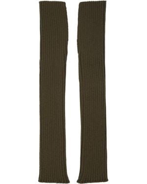 Y's Yohji Yamamoto Khaki Ribbed Arm Warmers - Black