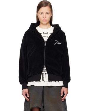 Rhude Velour Classique Zip-Up Hoodie - Black