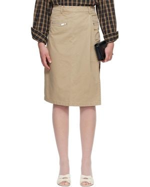 C+plus Series Khaki Two-Piece Asymmetrical Cargo Midi Skirt - Natural