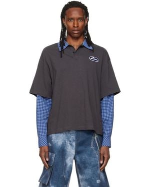 we11done 'Se11Done' Layered Long-Sleeve Polo - Blue