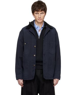Maison Margiela Herringbone Workwear Jacket - Blue