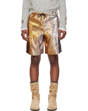 Dries Van Noten ゴールド ラメ ショートパンツ - マルチカラー