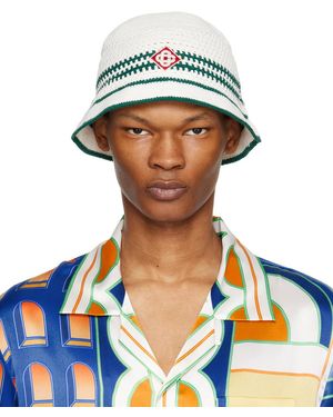 CASABLANCA Green & White Tennis Bucket Hat - Blue