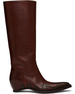 Maison Margiela Tan Heel-Less Western Knee Boots - Brown