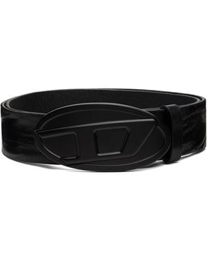 DIESEL 4Cm Waxed Leather Belt - Black