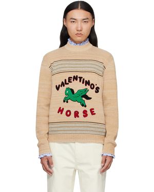 Valentino ベージュ 'S Horse' セーター - マルチカラー