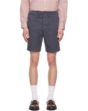 RRL Garment-Dyed Chino Officer's Shorts - Blue