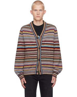 Paul Smith マルチカラー シグネチャー ストライプ ボタンスルー カーディガン - ブラック