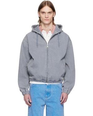 Lacoste Washed Effect Hooded Denim Jacket - Blue