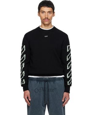 Off-White c/o Virgil Abloh Diagonal Outline Knit Crewneck Jumper - Black