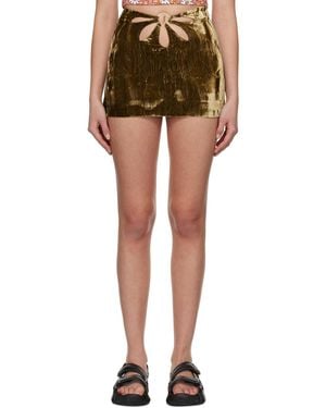 Collina Strada Khaki Flower Miniskirt - Black