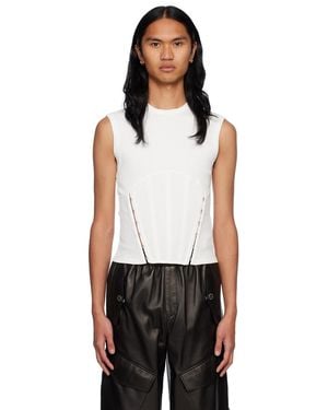 Dion Lee White Split Hem Tank Top - Black