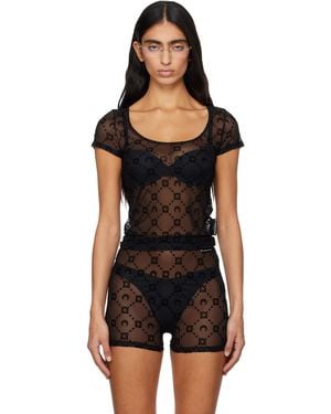 Marine Serre Recycled Mesh Flock T-Shirt - Black