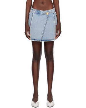 Balmain ブルー アシンメトリー デニム ミニスカート - ブラック