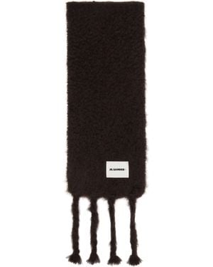 Jil Sander Slim Wool Blend Scarf - Black