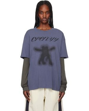 OPEN YY T-Shirt Mauve À Image À Logo - Bleu