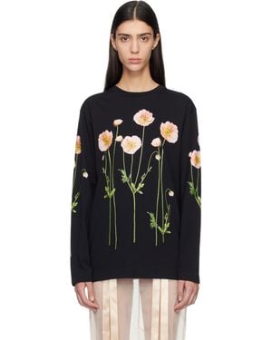 Simone Rocha ブラック Poppy Field Print 長袖Tシャツ