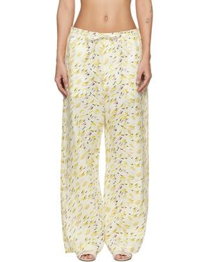 Marni Linen 'Brushstroke Wave' Print Trousers - Natural