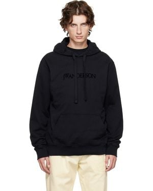 JW Anderson Logo Embroidery Hoodie - Black