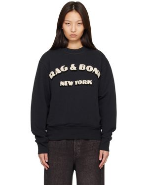Rag & Bone Pull Molletonné Noir En Jersey Bouclette À Logo Rétro